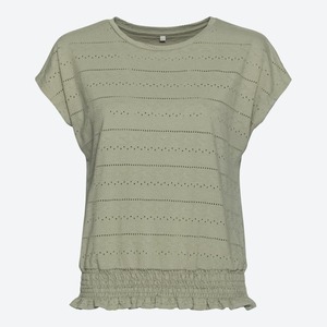 Damen-T-Shirt mit Ajour-Muster, Green