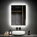 Bild 1 von Emke - LED Badezimmerspiegel 80x60cm Badspiegel mit Kaltweißer Beleuchtung und Touch-schalter - 80x60cm | Kaltweißes Licht + Touch
