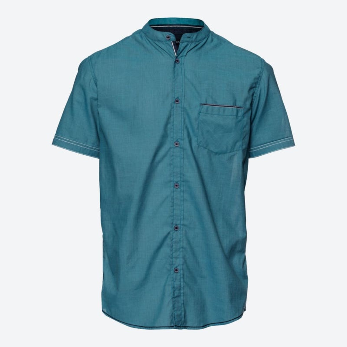 Bild 1 von Herren-Hemd mit Mandarin-Kragen, Petrol