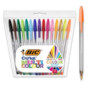 BIC Cristal Multicolour Kugelschreiber mit breiter Spitze - mehrfarbig, 15er Pack