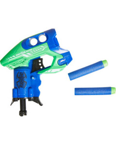 Spielzeugpistole mit Schaumstoffpfeilen, ca. 10 x 11 x 3 cm, blau