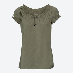 Damen-T-Shirt mit Carmen-Ausschnitt, Dark-green