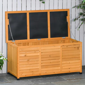 Outsunny Gartenschrank natur Holz B/H/L: ca. 56x60x127 cm