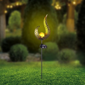 Solar-Stab "Flamme" aus Metall und Glas, ca. 90cm, Black