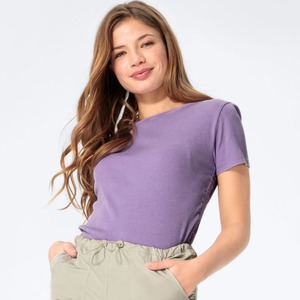 Damen-T-Shirt mit Raffungen, Violet