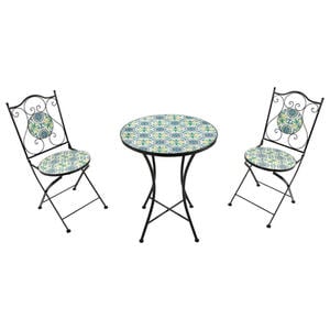 AXI Outdoor Living Bistroset Amélie Mosaik blau Metall B/H/L: ca. 60x92x60 cm