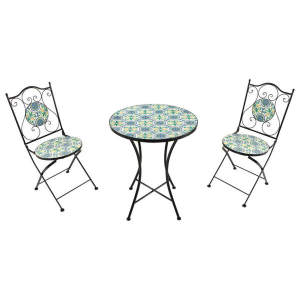 Bild 1 von AXI Outdoor Living Bistroset Amélie Mosaik blau Metall B/H/L: ca. 60x92x60 cm