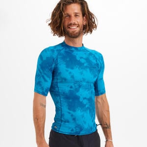 UV-Shirt Surfen Herren kurzarm - Top 500 Tiedye petrol Blau