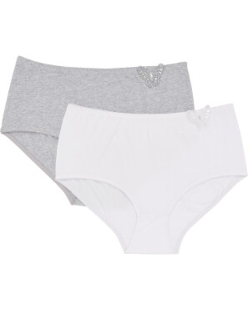 Bild 1 von Slips mit Applikation, 2er-Pack, Janina curved, grau melange