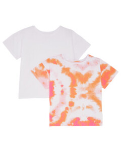 T-Shirts cropped, 2er-Pack, Y.F.K., weiß/orange