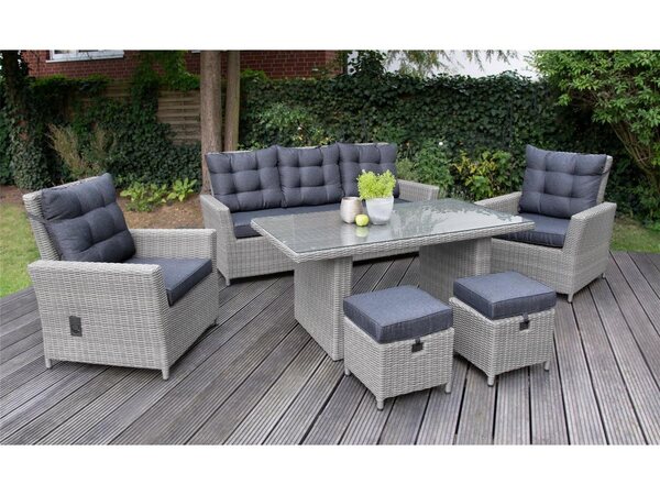 Bild 1 von bellavista - Home&Garden® Loungeset »Aluminium Gartenmöbel Dininglounge Asti 19-teilig«, (Set, 19-tlg., 1x Sofa, 2x Sessel, 2x Hocker, 1x Tisch), 19-teilige Rattanlounge mit Aluminiumuntergestell