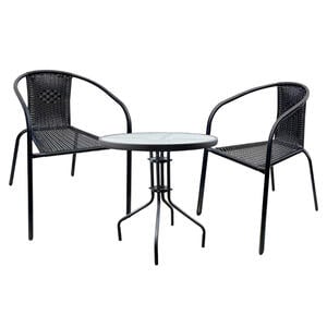 VCM Bistro-Set Galona schwarz Glas