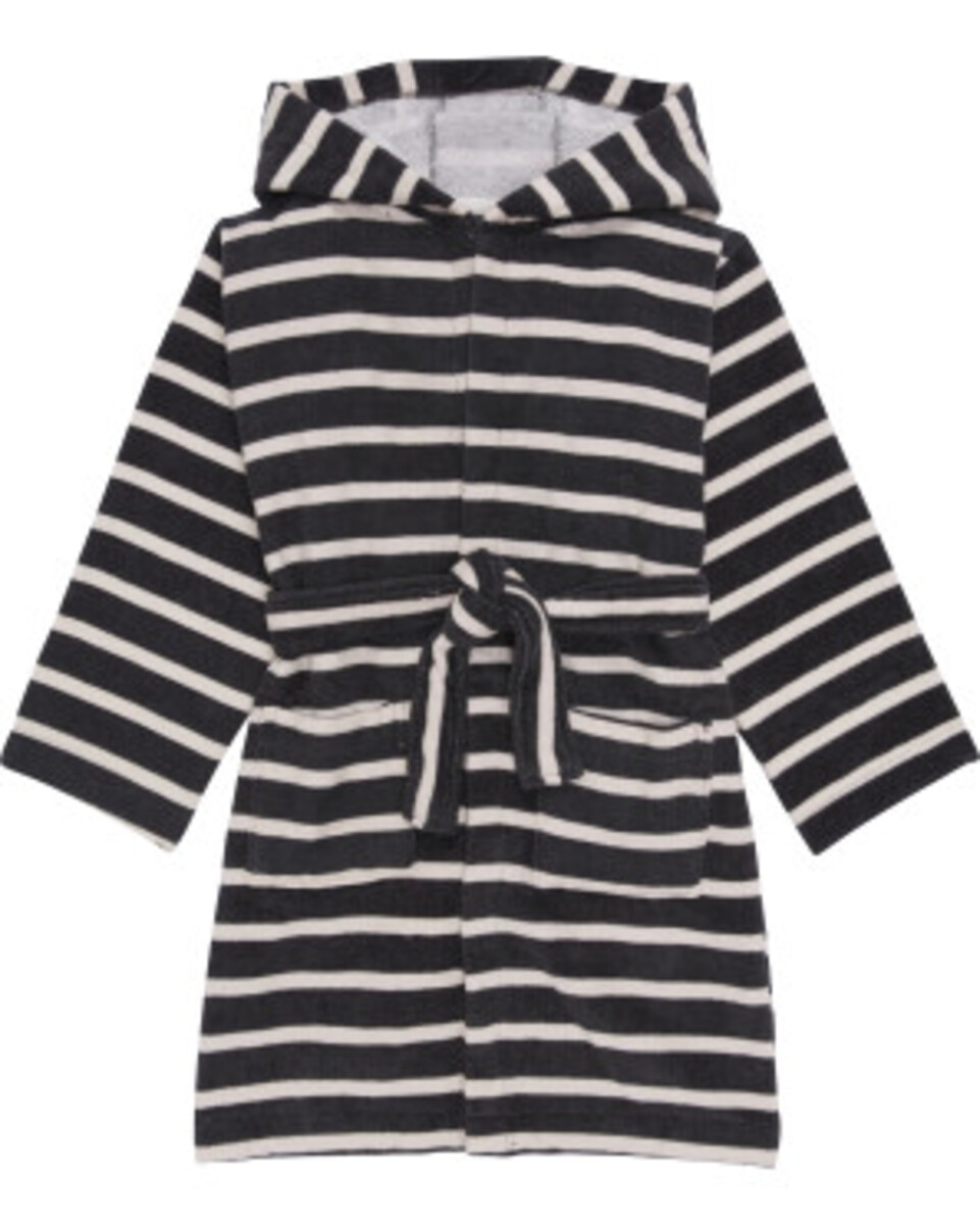 Bild 1 von Gestreifter Frottee-Bademantel, Kiki & Koko, mit Gürtel, dunkelgrau