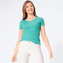 Bild 1 von Damen-T-Shirt mit Wasch-Effekt, Turquoise