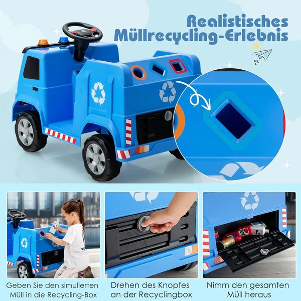 Bild 3 von 12V Kinder Aufsitz Müllwagen mit Musik, Hupen und Licht