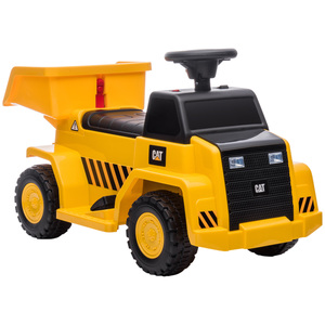 HOMCOM Elektro Kindertraktor mit kippbarer Ladefläche, max. 3 km/h Metall Gelb