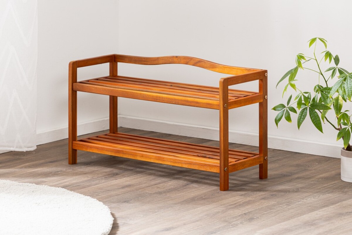 Bild 3 von HC Home & Living Schuhregal Akazie 2 Etagen 74 x 42 x 26cm braun