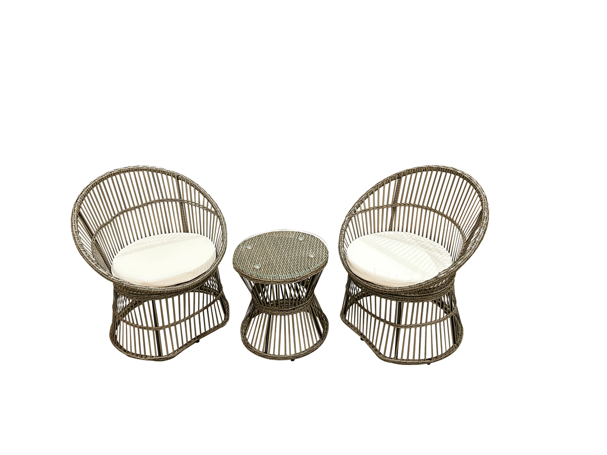 Bild 2 von Happy Home 3 tlg. Garten Set mit Sitzkissen HGS49-BEI in Rattan Beige