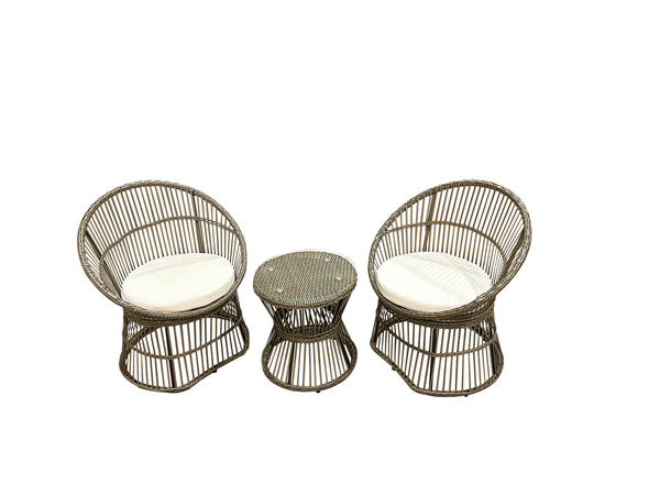 Bild 2 von Happy Home 3 tlg. Garten Set mit Sitzkissen HGS49-BEI in Rattan Beige