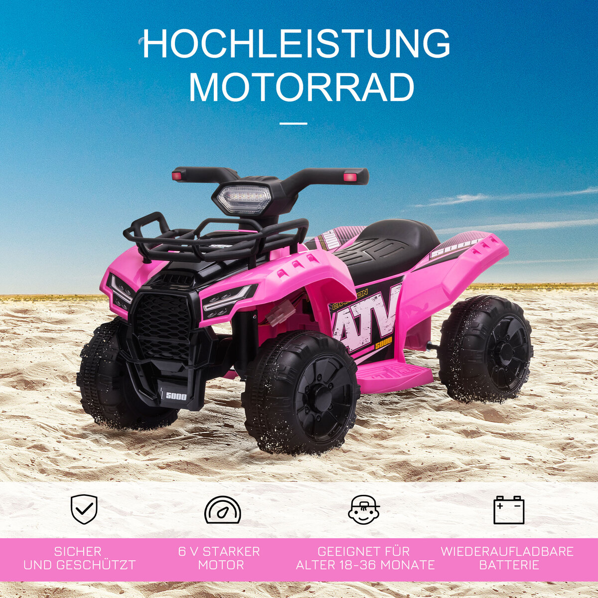 Bild 3 von HOMCOM Mini Elektro-Quad Kinder Elektro ATV Kinderwagen Kinderauto Rosa