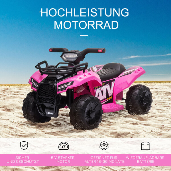 Bild 3 von HOMCOM Mini Elektro-Quad Kinder Elektro ATV Kinderwagen Kinderauto Rosa