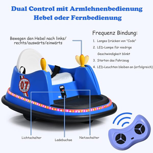 Bild 2 von 6V Aufsitz Autoscooter mit bunten Lichtern und Musik