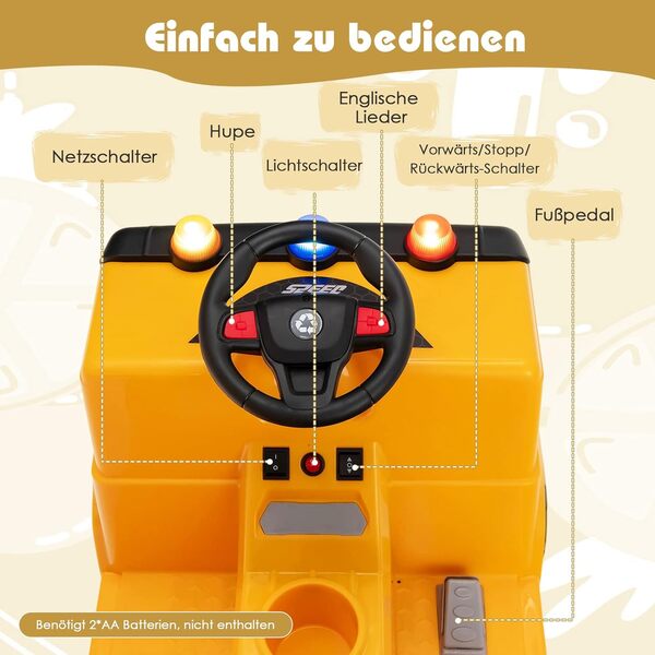 Bild 4 von 12V Kinder Aufsitz Müllwagen mit Musik, Hupen und Licht