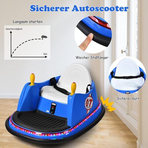 Bild 4 von 6V Aufsitz Autoscooter mit bunten Lichtern und Musik