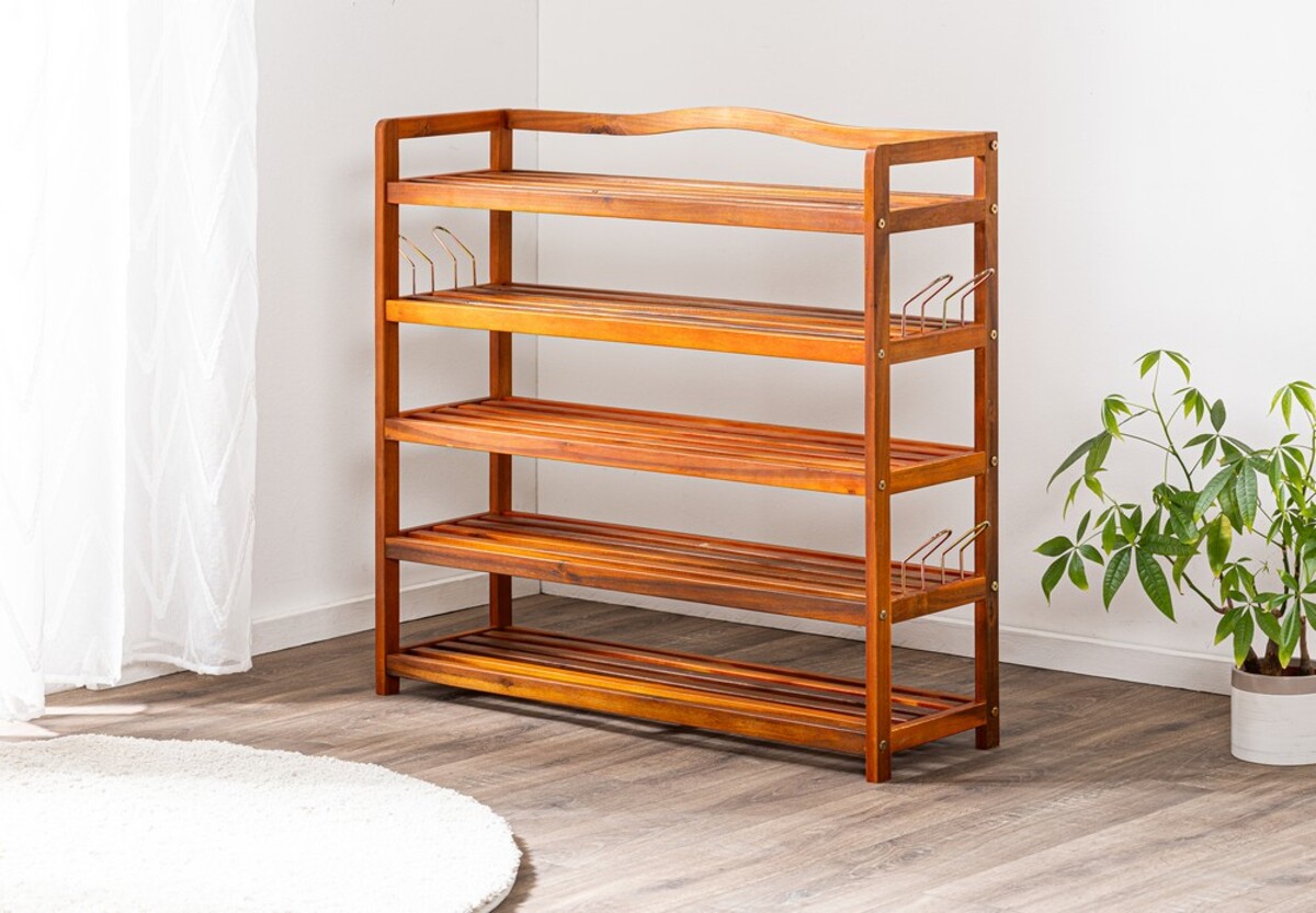 Bild 3 von HC Home & Living Schuhregal Akazie 5 Etagen 94 x 82 x 26cm braun