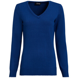 Damen Feinstrickpullover mit V-Ausschnitt BLAU