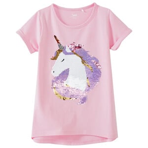 Mädchen T-Shirt mit Wendepailletten ROSA