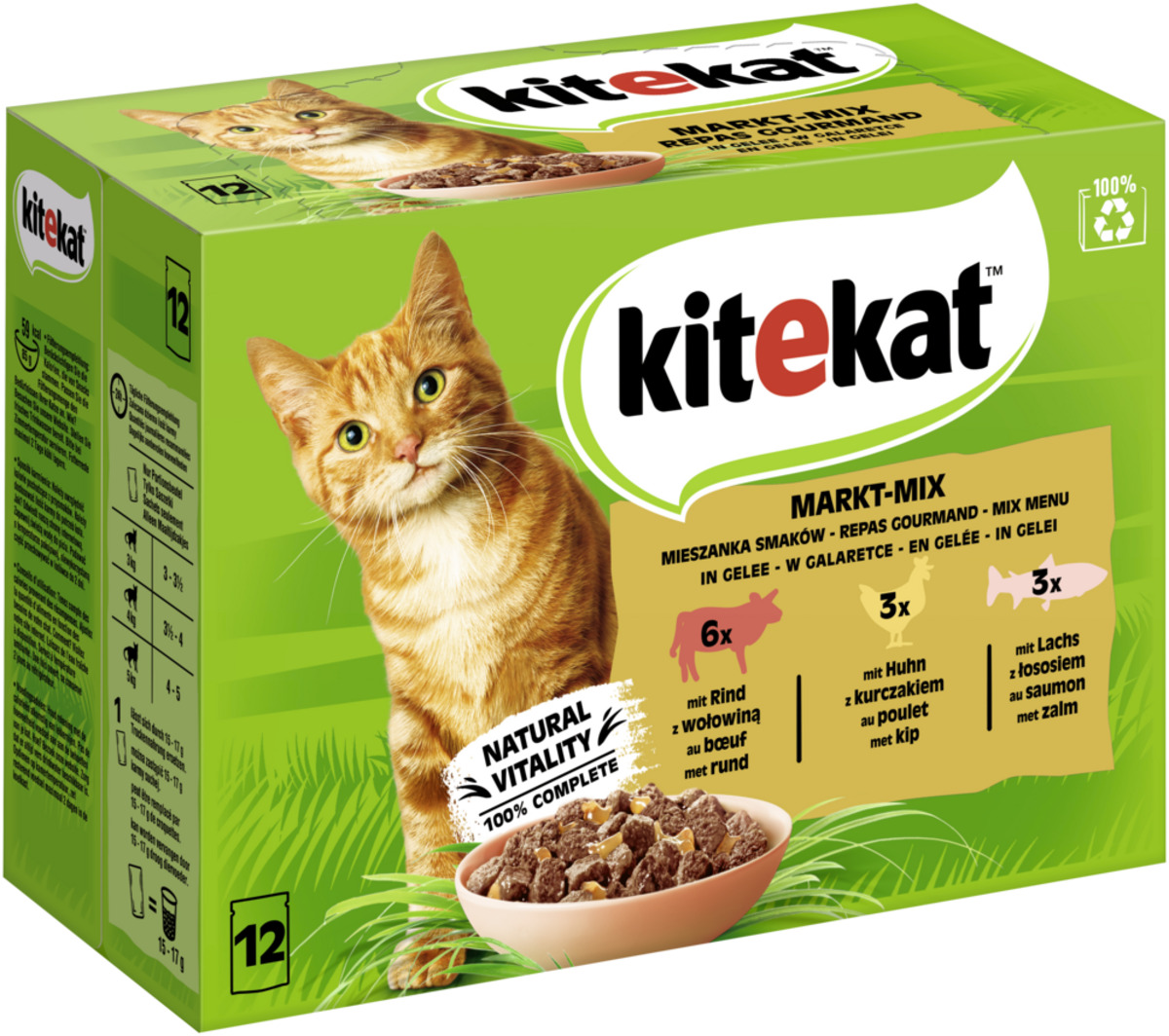 Bild 1 von KITEKAT Portionsbeutel Multipack Markt-Mix in Gelee 12 x 85g