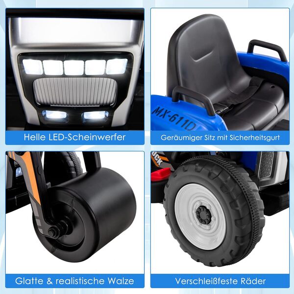 Bild 3 von 12V Kinder Walze mit Musik, Hupen und Scheinwerfer