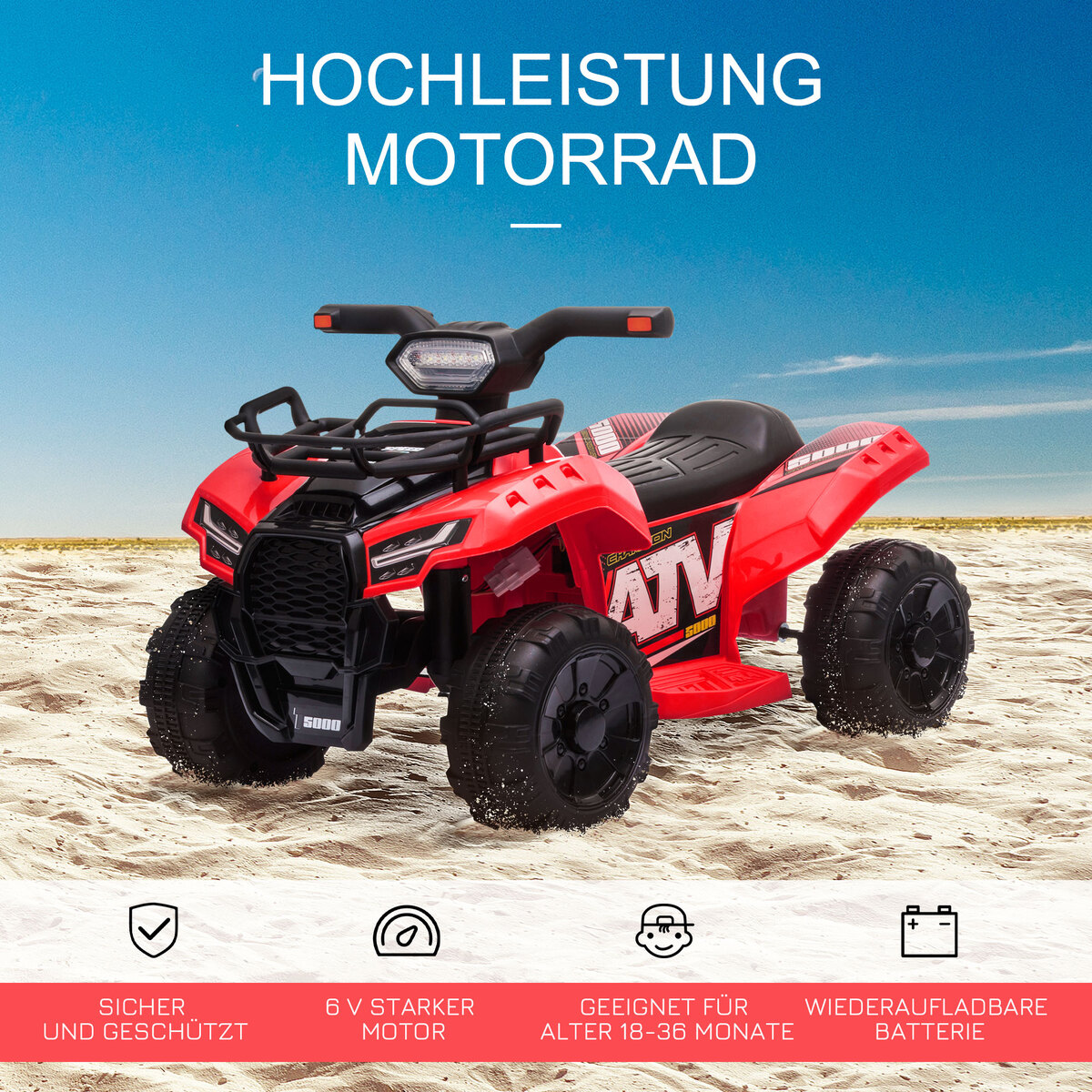 Bild 3 von HOMCOM Mini Elektro-Quad Kinder Elektro ATV Kinderwagen Kinderauto Rot