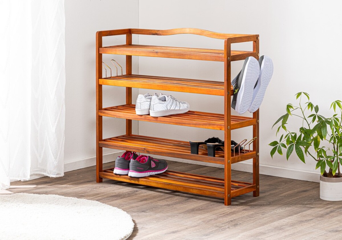 Bild 1 von HC Home & Living Schuhregal Akazie 5 Etagen 94 x 82 x 26cm braun