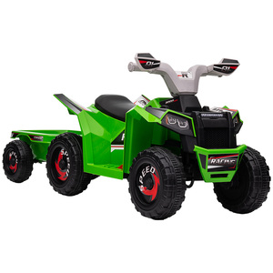 HOMCOM Kinderquad Kinder Elektro-Quad, 6V Elektroauto mit Anhänger Metall Grün