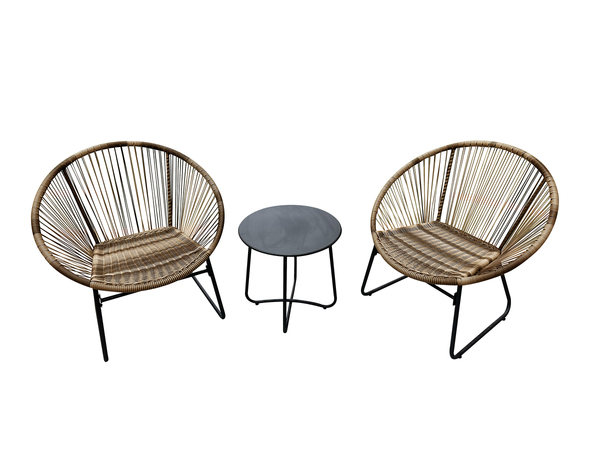 Bild 2 von Happy Home 3 tlg. Garten Set mit Sitzkissen HGS50-BEI in Rattan braun