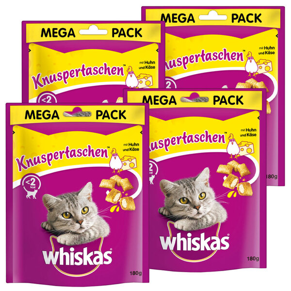 Bild 1 von WHISKAS KNUSPERTASCHEN™ Beutel mit Huhn und Käse 180g - 4er Set