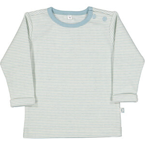 Baby-T-Shirt Lange Ärmel Stretch, Cremefarbe/Hellblau, 62