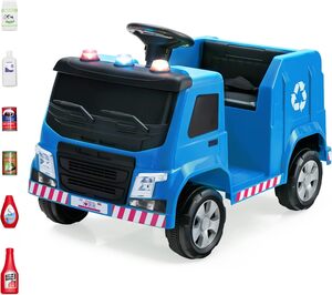 12V Kinder Aufsitz Müllwagen mit Musik, Hupen und Licht