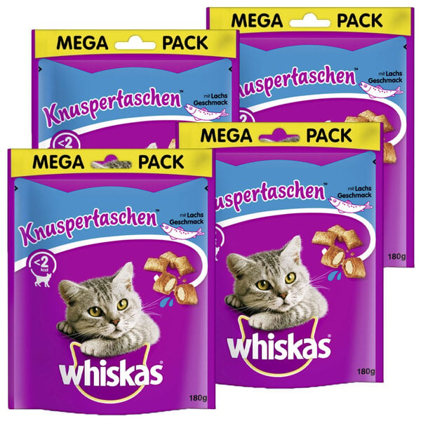 Bild 1 von WHISKAS KNUSPERTASCHEN™ Beutel mit Lachs 180g - 4er Set