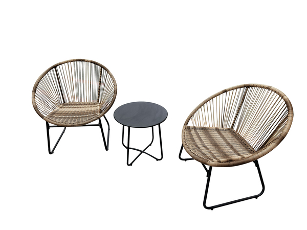 Bild 3 von Happy Home 3 tlg. Garten Set mit Sitzkissen HGS50-BEI in Rattan braun