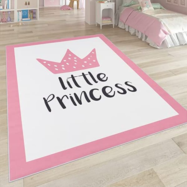Bild 1 von Paco Home Kinderteppich, Waschbarer Kinderzimmer Teppich m. Stern, Mond u. Karo Motiven, Grösse:80x150 cm, Farbe:Pink 9