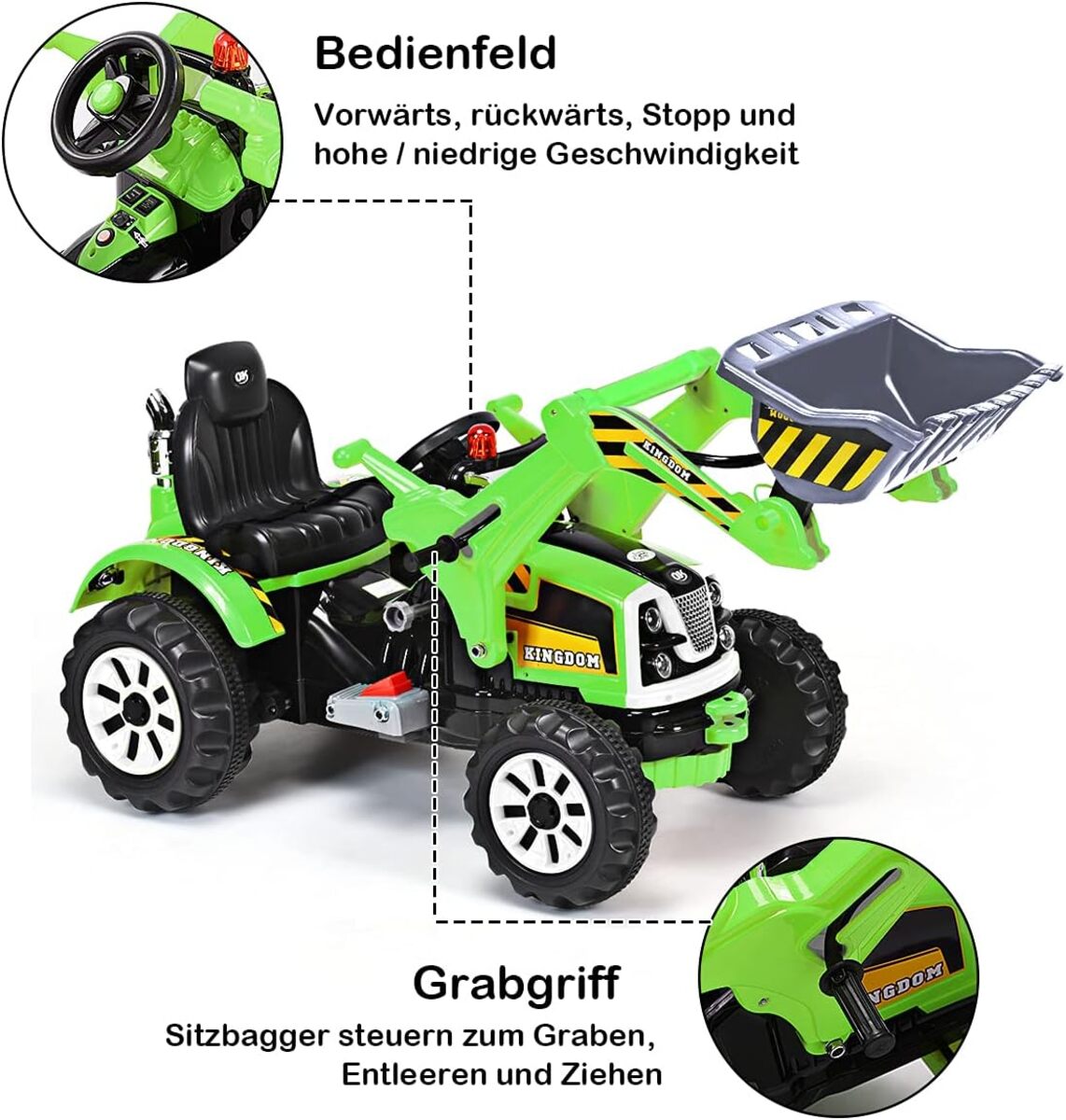 Bild 4 von 12V Kinder Bagger, Kinderbagger 2,5-5 km/h