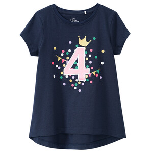 Mädchen T-Shirt mit Geburtstagszahl DUNKELBLAU