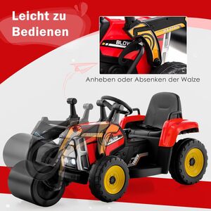 12V Kinder Walze mit Musik, Hupen und Scheinwerfer