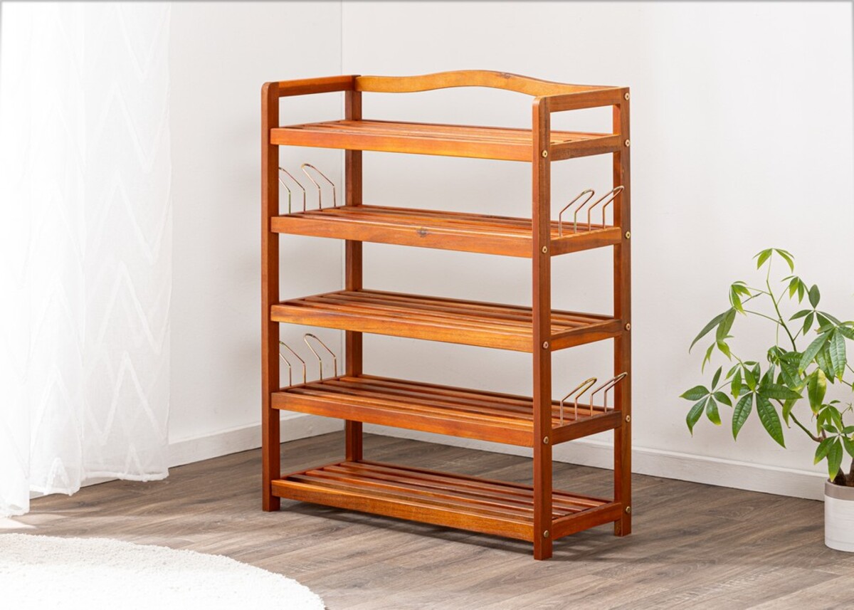 Bild 3 von HC Home & Living Schuhregal Akazie 5 Etagen 82 x 74 x 26cm braun