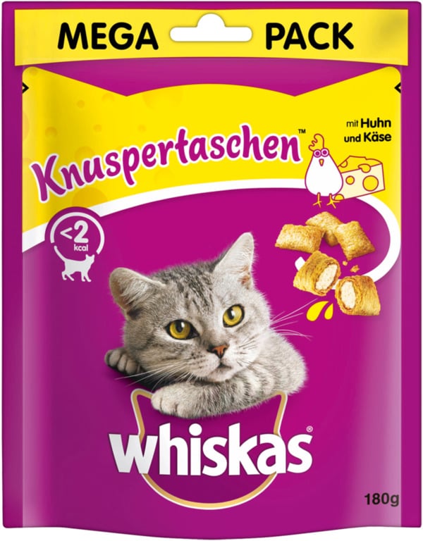 Bild 1 von WHISKAS  KNUSPERTASCHEN™ Beutel mit Huhn und Käse 180g