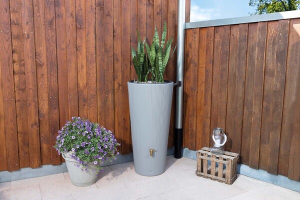 Bild 4 von 4rain VASO 2in1 DECOR Regenspeicher 220 Liter inkl. Anschlussset und Auslaufhahn zinkgrau