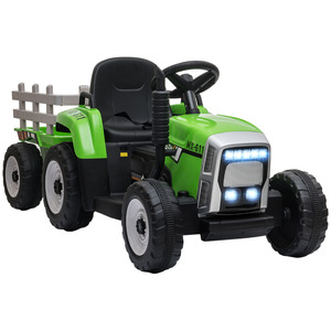 HOMCOM Elektrischer Traktor Kinder Aufsitztraktor mit MP3 Funktion, 3-6KM/H Grün